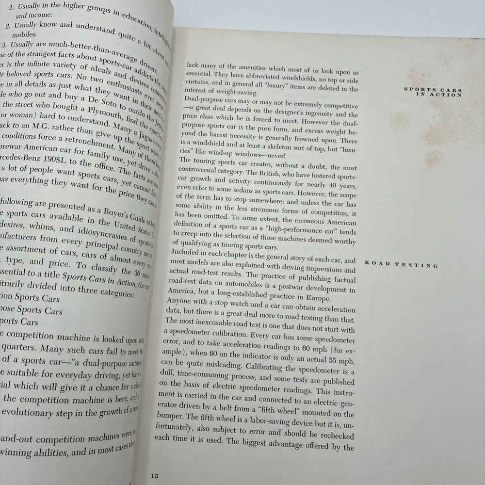 Sports Cars in Action John R Bond 1954 Hardcover 1st Ed Vintage Automotive Book
